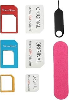 subtel® SIM Card Adapter 5 in 1 Organizer Set Micro SIM Nano SIM Standard SIM Card Adapter Kit SIM Card Slot SIM Card Adapter Metal