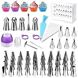 🍩【Einfach zu säubern 】Spülmaschinengeeigneter und haltbarer Kunststoff aus hochwertigem Edelstahl für Spaß und einfaches Dekorieren von Kuchen für jedes Alter. Die dekorativen Spitzen bestehen aus Edelstahl und sind in der Spülmaschine leichter zu reinigen, ebenso der wiederverwendbare Spritzbeutel aus Silikon.
