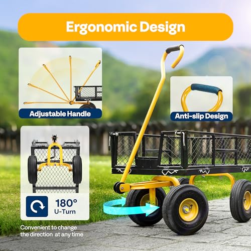 image for VIVOHOME Heavy Duty 880 Lbs Capacity Mesh Steel Garden Cart Folding Ut