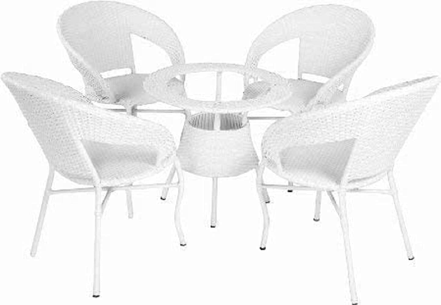 DreamLine Outdoor Garden Patio Seating Set 1+4 4 Chairs and Table Set Balcony Furniture (White)-image-39