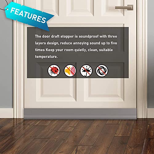Syipo SY-ONEW-1 Door Draft Stopper Bottom One Sided Door Draft Blockers,37 Inch Cutable Under Door Draft Blocker Insulator Door Sweep Weather Stripping Soundproof,Fits thumb #3