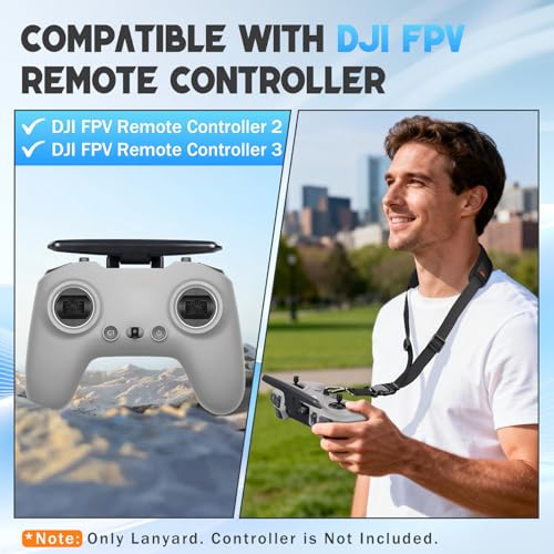 Cordón para control remoto DJI FPV 3 2 correa cuello acolchada ajustable negra 2