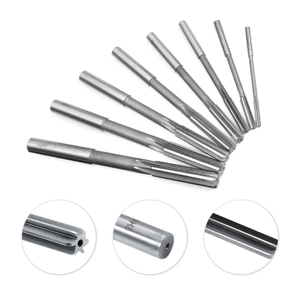 Yosoo 8PCS Alésoirs Machine HSS en Acier à Haute Vitesse 3/4/5/6/7/8/9/10mm 4 Flûte Droite Outils de coupeur de Moulin à Boutons
