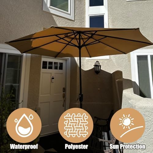 Zapasowy baldachim do parasola offsetowego, 6, 8 żeber, pokrowiec na parasol ogrodowy, odporny na promieniowanie UV, tkanina odporna na blaknięcie, beżowy, 3,0 m 2,8 m, trwałe rozwiązanie do