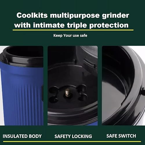 Miniatura 3 de Molinillo de café 5.7 onzas, molinillo de hierbas y especias a prueba de golpes en color azul, con cuenco extraíble de acero inoxidable 304 y