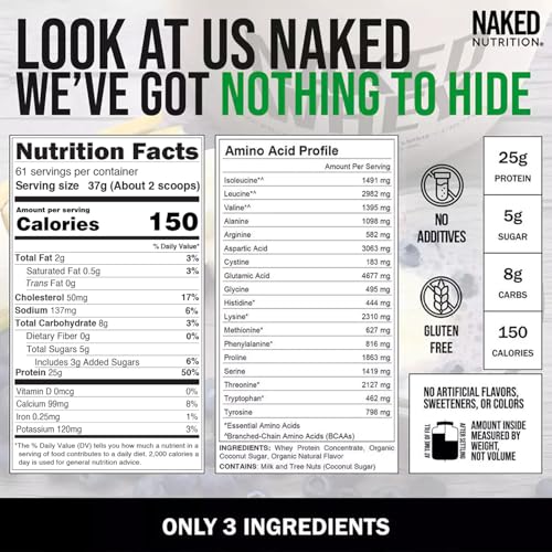 NAKED Vanilla Whey Protein Powder - All Natural Grass Fed Whey Protein Powder, Vanilla Flavor, Organic Coconut Sugar, 5Lb Bulk, GMO-Free, Soy Free, Gluten Free - 61 Servings - Image 6