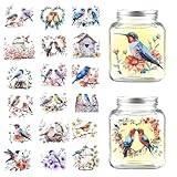 GLOBLELAND 18 Sheets Flowers and Bird Transfer Stickers 3.9x3.6inch Hummingbird Branch Decals Stickers Wreath Rub on Transfer for Mason Jars Furniture Vase Glass Decorations Art Crafts