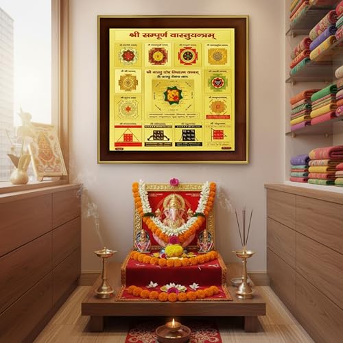 Image of Shri Shree sampurna vastu dosh nivaran Yantra for Health Wealth and Prosperity (Brown, 11 X 11 Inches)