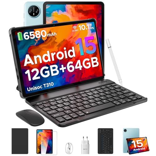 DOOGEE Tab A9 Tablet 10 Zoll Android 15, Tablet mit Tastatur/Stift/Maus/Hülle, 12GB RAM+64GB ROM(TF 2TB), 6580mAh, Unisoc T310, Dual Speaker, 5G WiFi, HD IPS Display, 8MP, GMS, BT5.0, 3.5mm, Face ID DOOGEE Tab A9 Tablet 10 Zoll Android 15, Tablet mit Tastatur/Stift/Maus/Hülle, 12GB RAM+64GB ROM(TF 2TB), 6580mAh, Unisoc T310, Dual Speaker, 5G WiFi, HD IPS Display, 8MP, GMS, BT5.0, 3.5mm, Face ID