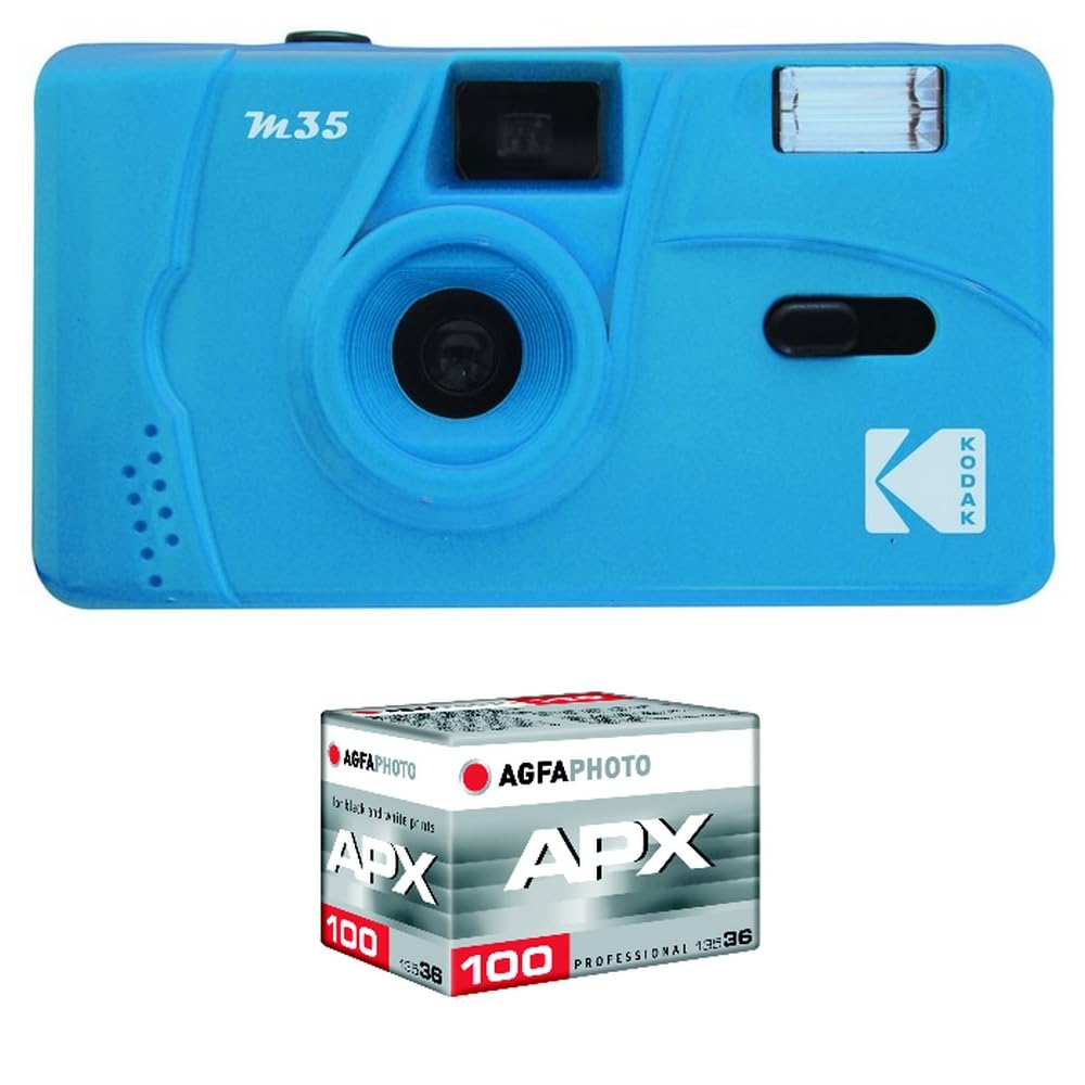 KODAK M35 - Fotocamera ricaricabile da 35 mm, obiettivo grandangolare fisso, mirino ottico, flash incorporato, batteria AAA