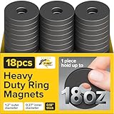 Ferrite Ring Magnets with Holes - 1.2 Inch (31mm) Round Disc Donut Magnets - Circle Hole Magnets - Perfect Ceramic Circular Magnets for Crafts and DIY - 18 PCs in Box