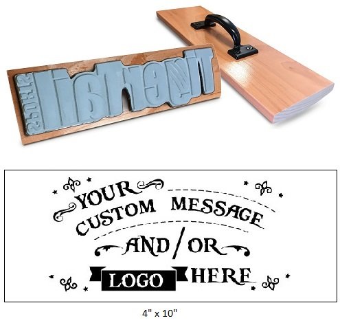 4" x 10" Extra Large Custom "Rocker Mount" Wood Hand Rubber Stamp with Metal Handle