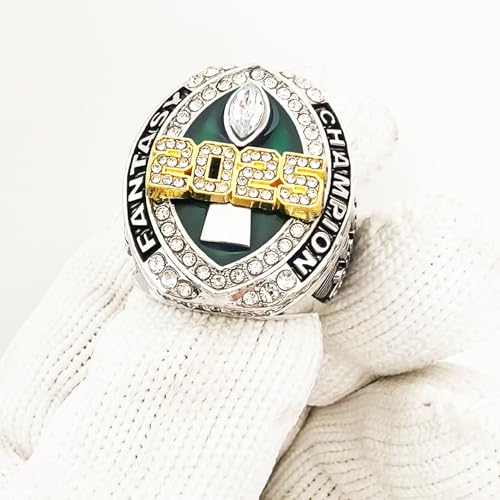 Image of 2025 Fantasy Football Championship Ring | Heavy FFL Champion Trophy Ring | Gold Silver Tone Plated Award Trophy for Fantasy Football League Winner