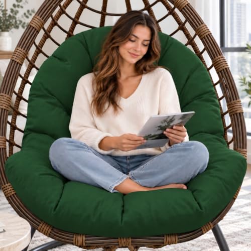 Tycdiose Egg Chair Cushion Replacement, Waterproof Outdoor Hanging Egg Chair Cushion Hammock Swing Chairs Cushions Pads, U-Shaped Thickened Cushions for Hanging Eggs Chairs, 47x33x7 Inches (Green)