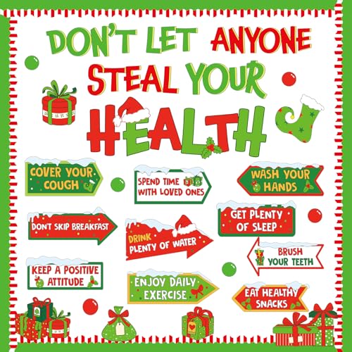 Christmas Bulletin Board Set Christmas Health Classroom Decoration Red Green
