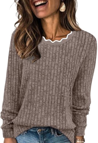 WIHOLL Womens Long Sleeve Shirts Lightweight Tunic Fall Top Sweaters 2026