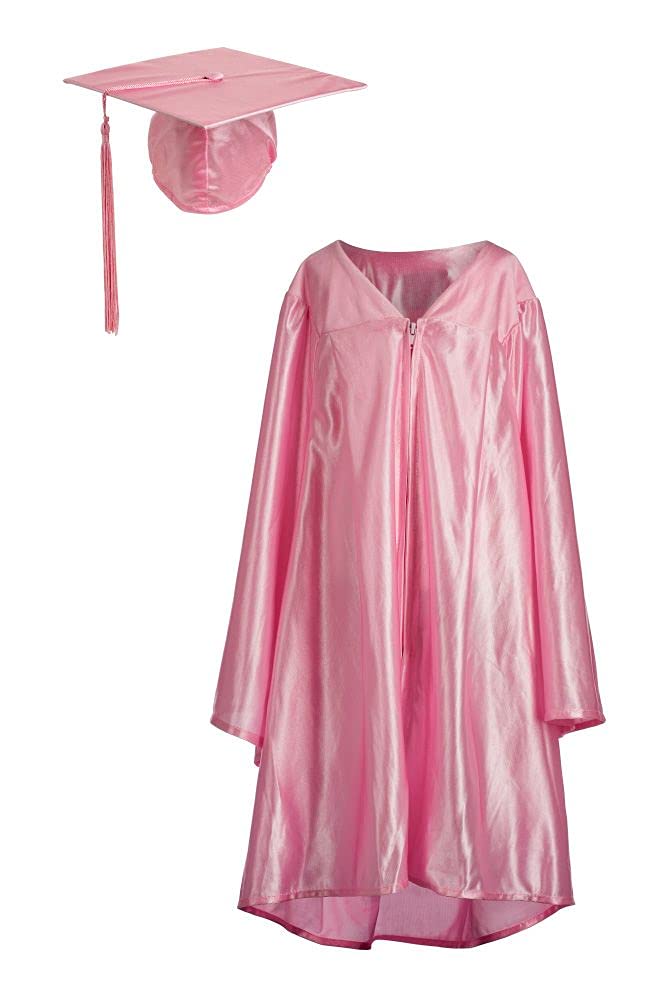 Ashington Ceremonial Gowns Value Graduation Gown and Cap Unisex, Elasticated Mortar board, Pink 100-114cm