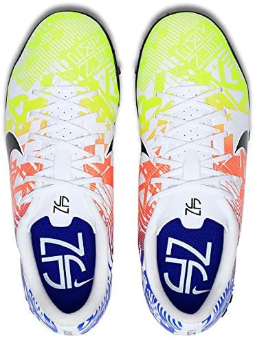 Nike Kids Jr Vapor 13 Academy NJR TF Soccer (Toddler/Little Kid/Big Kid) White/Black/Racer Blue/Volt 6 Big Kid M | Image 3