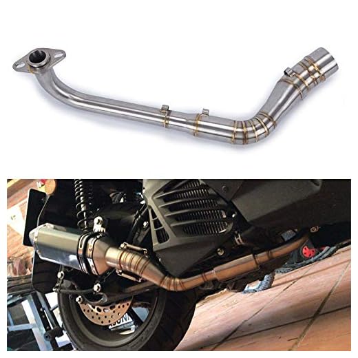 ETbotu - Tubo de Escape para Motocicleta (Parte Delantera de Tubo de Escape, Acero Inoxidable, Sistema Completo para Motocicleta, Yamaha Nmax 15-17)