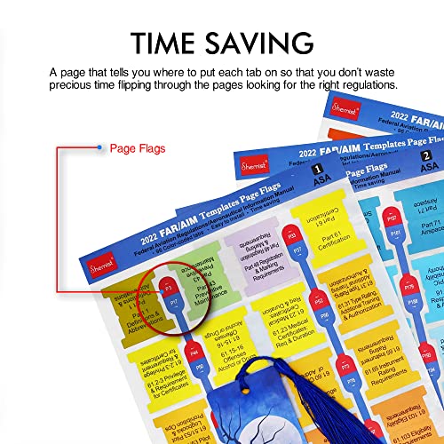 Far/Aim 2023/2022 Tabs For Private Pilot, Tear-Resistant Color-Coded And Laminated Tabs With Bookmark And Placement Template, 87 Tabs In Total With 9 Blank Index Tabs (Book Not Included) #TOP4