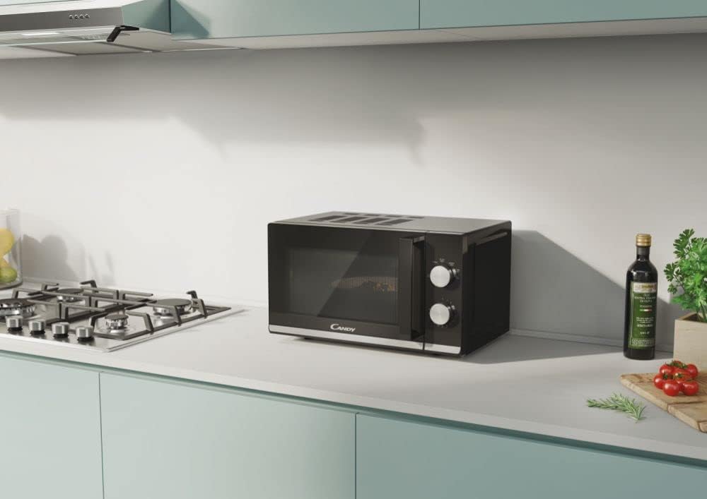 Candy Microonde Moderna CMW20TNMB, 700 W, 20 litri, programma di scongelamento, segnale di fine cottura, blocco per bambini, 45,2x34,6x26,2 cm, nero