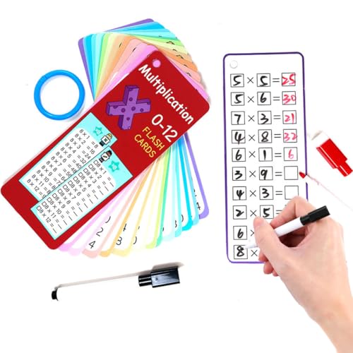 1 Paquete de 15 Hojas Tablas de Multiplicar para Niños, Juego multiplicar para niños, 2 marcadores de borrado en seco,Juguetes educativos,Ideal para Primaria y Uso en Casa