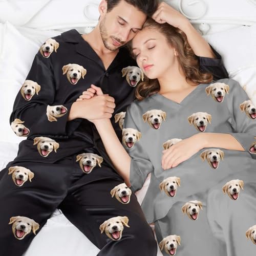 Custom Pajama Pants with Photo,Personalized Funny Pajamas with Pockets for Women Men Birthday Pet Face Pj Pants4