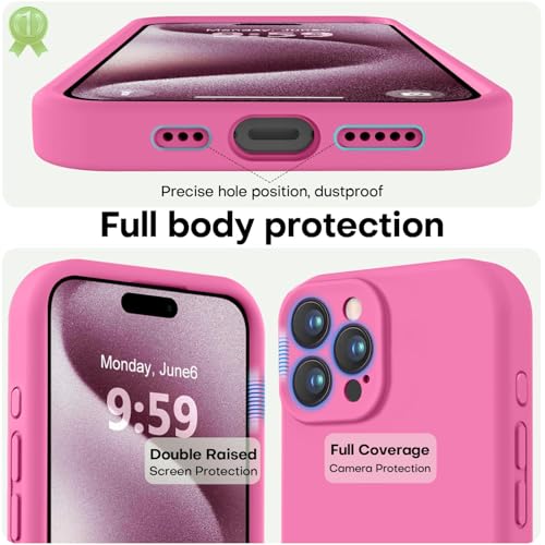 Image of LOVE 3000 Designed for iPhone 15 Pro Max Case, Premium Silicone with [Soft Anti-Scratch Microfiber Lining] Shockproof Protective Phone Case for Men Women Girls 6.7 inch, Pitaya