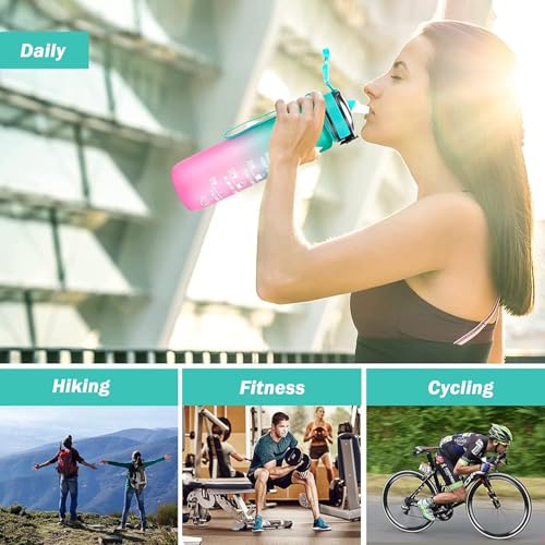 Image of Water Bottles Sipper Bottle For Adults, Kids,Unbreakable Motivational Water Bottle Time Mark Sipper With Straw & Time For Gym Office School Home Water Bottle for Kids