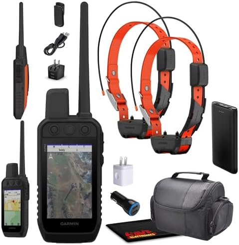 Garmin Alpha 300 Handheld Advanced Tracking and Training System for Hunting Dogs Bundle with 2X Garmin Dog Collars Alpha TT25 Tracking Collar for Dogs with GPS + Field Bag and More