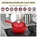E-far Enameled Cast Iron Sauce Pan with Lid, 1 Quart Dutch Oven Saucepan, Mini Sauce Pot for Cooking, Boiling, Healthy & Non Toxic, Induction & Oven Safe, Red