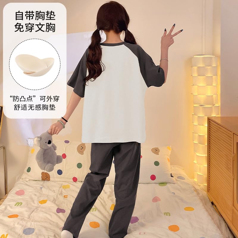 Image of KSHS Printed Round Neck Short Sleeve Nightsuit Set | Pajama Set | Casual Night Dress for Women