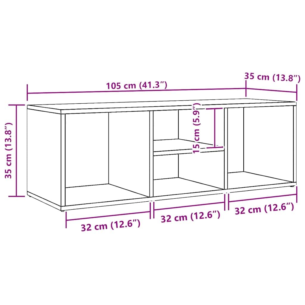 Szafka na buty, dąb Sonoma, materiał drewnopochodny, 105 x 35 x 35 cm, z 4 półkami, ławka do siedzenia, korytarz, garderoba, regał na buty, organizer do przechowywania