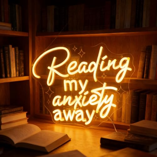 "Reading, My Anxiety Away" Book Lover's Neon Light -LED Wall