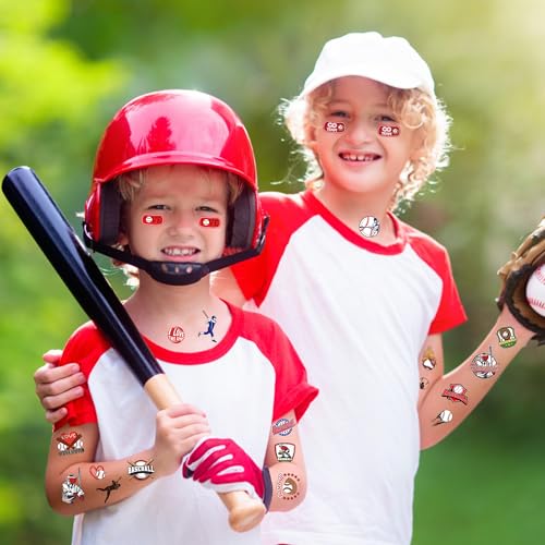Konsait KSHBT167 Baseball Tattoos, Konsait 10 Sheets Baseball Temporary Tattoos Baseball Party Favors thumb #6
