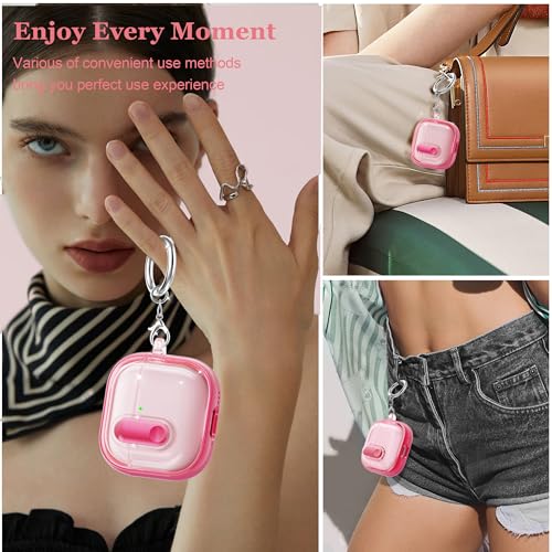 Image of for AirPods 4th Generation Case 2024 with Bright Plated Bezel and Switches, Military-Grade Shockproof Transparent Anti-Yellowing for AirPods 4 Cover, Peach Pink