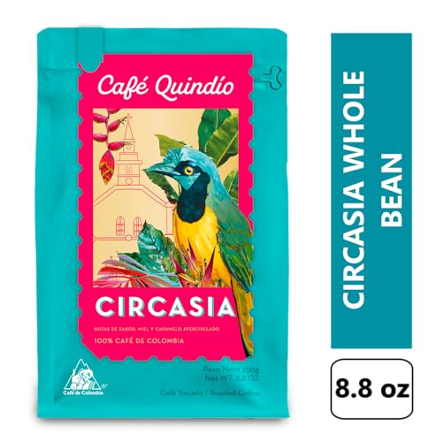 Image of Cafe Quindio Medium Roast 100% Colombian Excelso Whole Bean Arabica Coffee - Circasia Municipal Harvest - 8.8 Ounce (Pack of 1)
