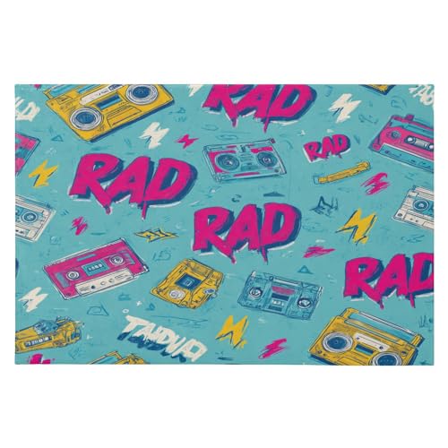 Tapis de sol 61 x 91,4 cm, lavable, antidérapant, tapis de cuisine pour salon, entrée, chambre à coucher, radio pop art, alfombras para salas