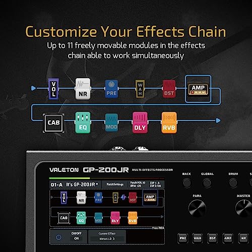 Image of VALETON Multi Effects Processor Pedal Guitar Bass Amp Modeling IR Cabinets Simulation Multi-Effects with Expression Pedal FX Loop MIDI I /O Stereo OTG USB Audio Interface GP-200JR