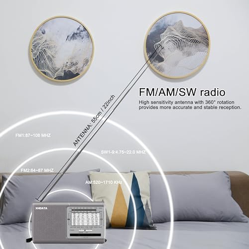 Image of XHDATA D219 AM /FM /SW 12 Bands Radio Pocket Shortwave Receiver for Home or Travel Silver