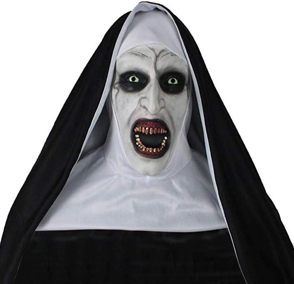 The Nun Devil Mask Halloween Masks Deluxe Latex Scary Full Head with Scarf