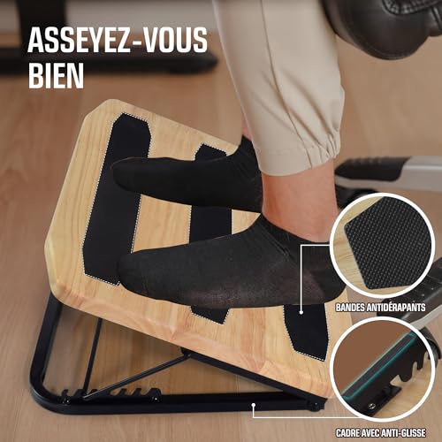 Repose-pieds ergonomique à 7 angles réglables en bois de teinte naturelle