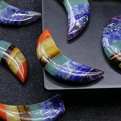 Miniatura 3 de Acxico 1 piedra natural de 7 chakras, con forma de luna, piedra curativa de energía reiki, cuarzo