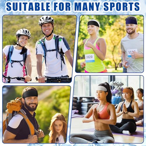 Image of 5pcs Summer Cooling Headbands for Men Stretchy Workout Sports Sweatbands Absorb Chill Cool Hairband for Hot Weather Running Golf Athletic