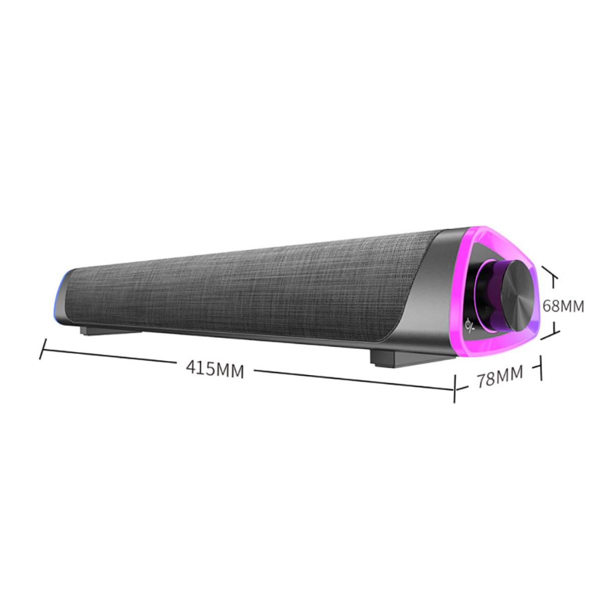 Barre de Son Design Portable Double Haut-Parleur pour Ordinateur Filaire Puissance 6w en Tissu Noir, pour Gaming et Usage à Domicile
