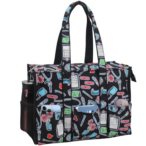 Image of Nurse Bags for Work Nursing Bag Multiple Pockets Waterproof Organizing Zip Top Clinical Bag for Nursing Students Home Health