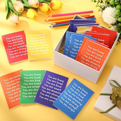 Image of Spakon 96 Pcs Back to School Gifts for Students Bulk Mini Inspirational Notebooks Small Journal Pocket Positive Affirmation Motivational Notepad First Day of School Gifts for Teacher (Rainbow)