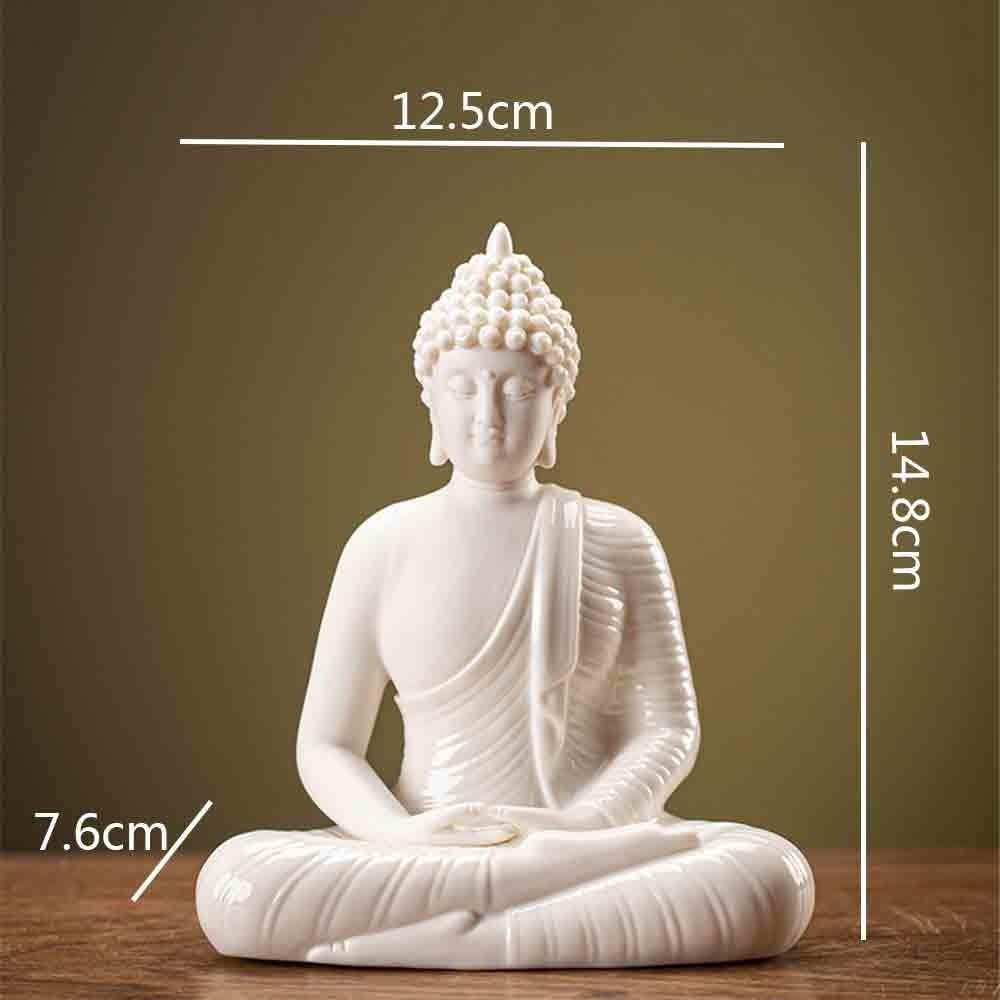 Estatua de Feng Shui Estatua de Buda de cerámica Adorno de Escritorio Oficina Sala de Estar Adorno de Feng Shui con círculo de luz roja Figura de la Suerte de la Riqueza