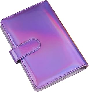 TEHAUX 1 Peça Fichário Colorido De Folhas Soltas Para Caderno Recarregável Fichário Organizador De Orçamento Fichário Capa Com Botão De Pressão Escritório Roxo Folhas Soltas Ímã De Papel