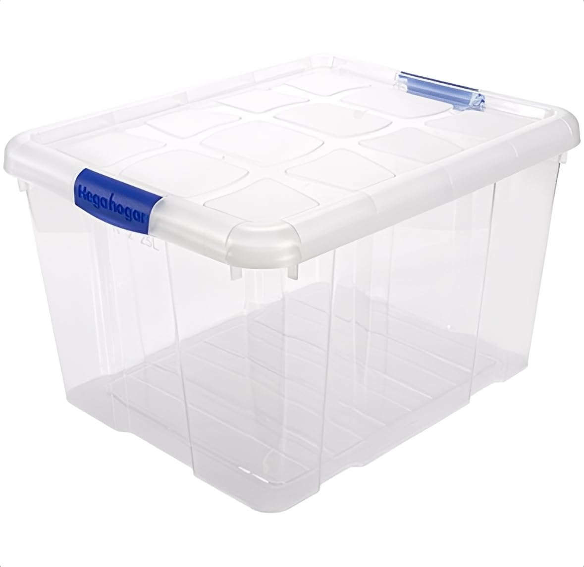 MORE FREE - 6 Caja de ordenación de plástico Transparente N.º2,Cajas Almacenaje de Plastico Transparente con Tapa,Contenedor para almacenar Juguetes, Libros, Ropa, Mantas - Capacidad 25 litros